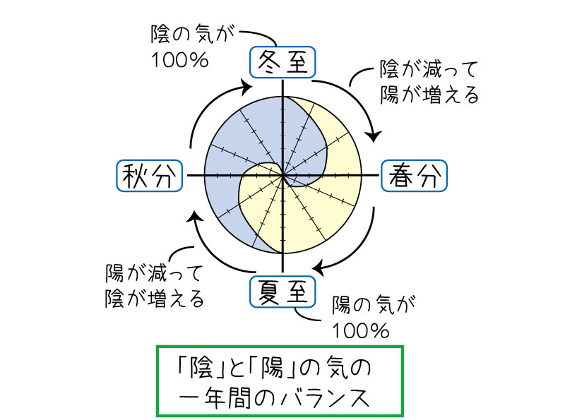 陰と陽の気の一年間のバランス